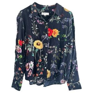 Amour Vert Silk Floral Button-Up Shirt| Size L
